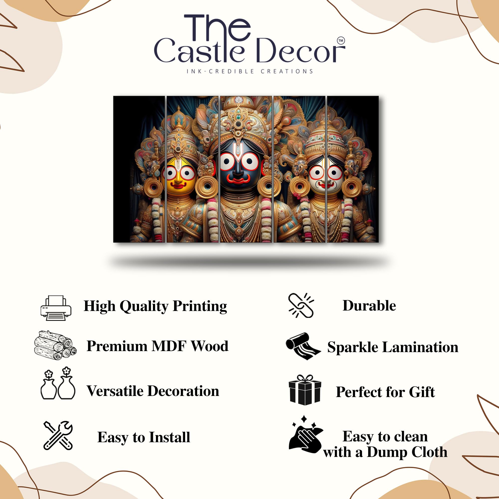 The Castle Decor Shri Jagannath Painting With Frame Big Size 27X48 Wall Art For Living Room,Bedroom,Drawing Room,Hotels-Wooden F